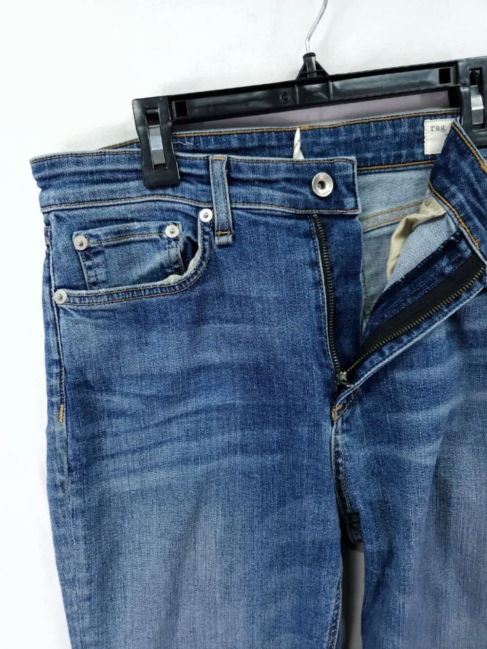 Rag & Bone Frayed Crop Distressed Hem Straight Jeans Size 29 (Actual 31x27)